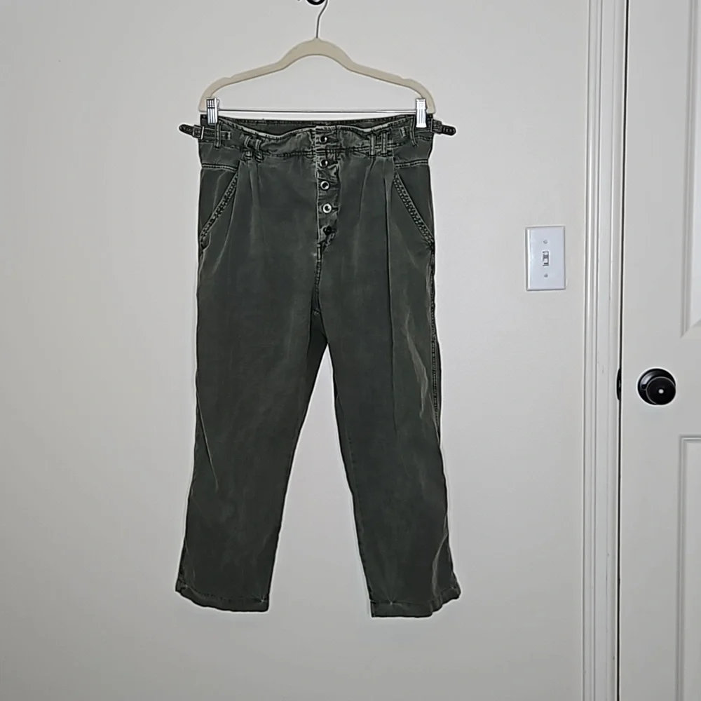 FREE PEOPLE Compass Star Cotton Green Trousers Size 12 - Picture 3 of 13